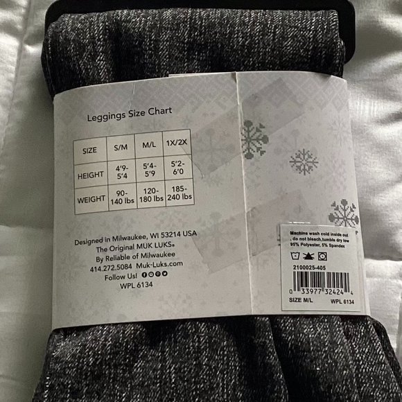 Muk Luks Women's Fleece-Lined Faux Denim Leggings - Picture 5 of 5